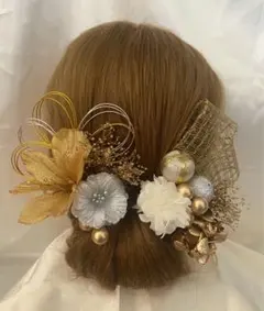 ゴールド 髪飾り　結婚式　成人式　七五三　髪飾り　可愛い13本 c
