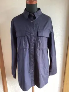 ネイビー 長袖シャツ 2ポケット