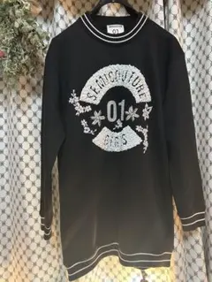 SEMICOUTURE ビーズ装飾 ブラック トレーナー 01