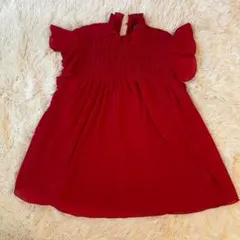 ZARA ザラ シャーリングフリルブラウス XS（M相当) レッド 赤 半袖のサムネイル