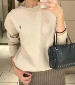 【美品】ラルフローレン モカブラウン クルーネックニットセーター現行品