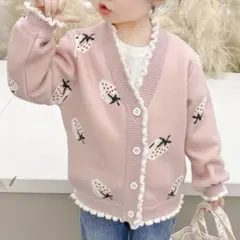 ピンク カーディガン いちご 女の子 ベビー 長袖 80