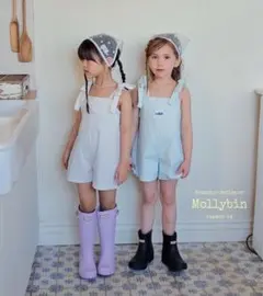 mollybin モリビン　小花柄サロペット　肩紐リボン　90cm