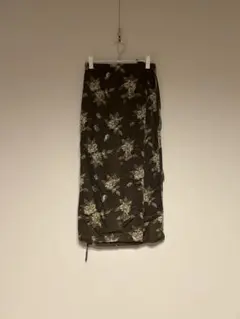 花柄 グリーン ロングスカート 巻きスカート