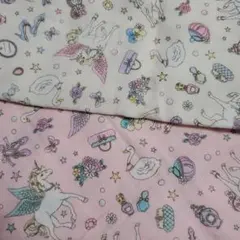 ダブルガーゼ　ユニコーン2枚　色違いセット　 生地 ハギレ ハンドメイド