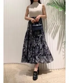 SNIDEL スナイデル ニットドッキングプリントワンピース