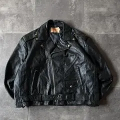 80s USA製 Excelled ライダースジャケット 黒 2XL A546