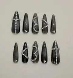 現品 ネイルチップ 地雷系 <3 シズニルック クロム y2k サブカル 韓国