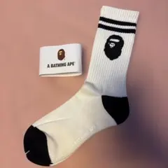 A BATHING APE ソックス ホワイト ブラックのサムネイル