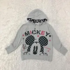 Disney ミッキーマウスパーカー　プルオーバー　薄手　綿100% グレー　S