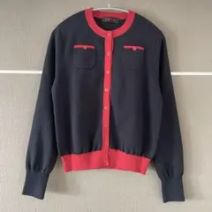 CABaN コットンカシミヤ バイカラークルーネックカーディガン