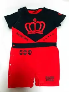 BABY DOLL コラボスカル赤黒ロンパース　80