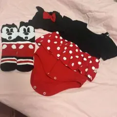 ミニーマウス風ロンパースセット 70cm