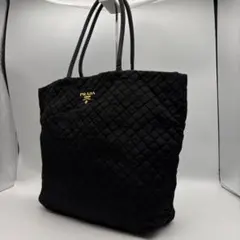 PRADA トート バッグ キルティング ナイロン ブラック レザー