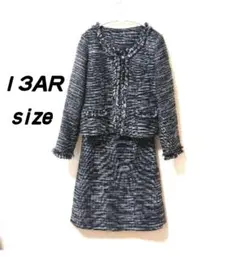 １３ＡＲ ブラック ツイード スカート スーツ 上下セット ＬＬ相当大きいサイズ