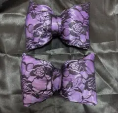 体育祭デカリボン 盛り髪紫黒レース2個セット