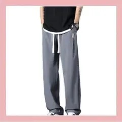 ワイドパンツ メンズ S グレー 冷感 ロングパンツ 薄手 ゆったり