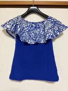 [新品]フリルトップス　フラダンス　マウナロア　ブルーのサムネイル