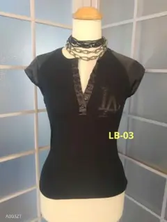 LB-03 ★Dodgers MLB 黒 サテン　 ヘンリーネック Tシャツのサムネイル