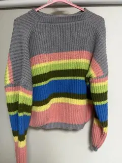 カラフルストライプニットセーター