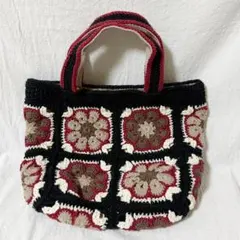 【美品】ハンドメイド グラニースクエアバッグ クロシェ 中古 トートバッグ 鞄