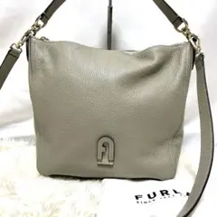 極美品　FURLA ダフネ　アーチロゴ　2way ショルダーバッグ　グレージュ