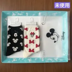【未使用】ディズニーストア 靴下 ソックス ミッキー ミニー 刺繍 透明ケース
