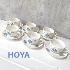 HOYA カップ＆ソーサー 6客セット 青いバラ 花柄