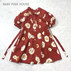BABY PINK HOUSE 花柄 ピンタック リボンワンピース 赤のサムネイル