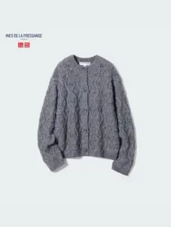 ユニクロ ポインテールクルーネックカーディガン ダークグレー