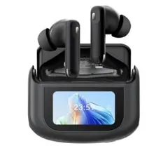 ワイヤレスイヤホン LEDスクリーン Bluetooth5.4 ブラックのサムネイル
