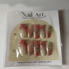 ネイルチップ ピンク ホワイト グラデーション