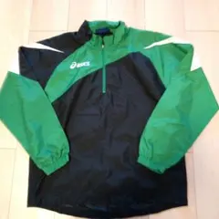 asics ハーフジップウィンドブレーカー 緑・黒M B107番