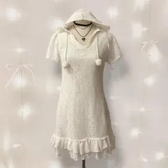 LIZLISA ポンポン付きレースワンピース