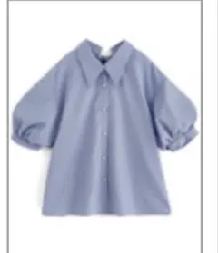 GRL ストライプ柄パフスリーブバックレースアップブラウス[on168a]ブルー