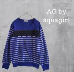 AG by aquagirl トップス ニット 薄手 ボーダー レース 青 秋