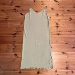 リブ編みキャミワンピース ライトグリーン