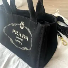 PRADA 超美品プラダ カナパ2WAYショルダー ハンドバッグ ブラック