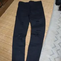 ダメージ加工 ブラック スキニーデニム