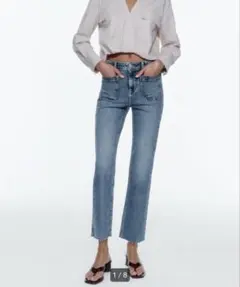 ZARA デニムパンツ カットオフ ポケット付きのサムネイル