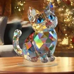 クリスタルプリントキャット　猫雑貨　スタンド型　サンキャッチャー　 置物
