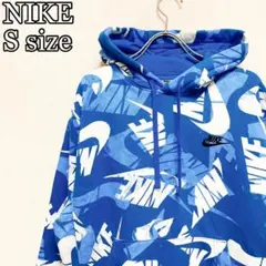 【人気】NIKE 総ロゴ　ビッグスウォッシュ　刺繍ロゴ　バイカラー　プルパーカー