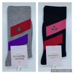 ヴィヴィアンウエストウッド　 レディース2ラインカラークルーソックス2点新品