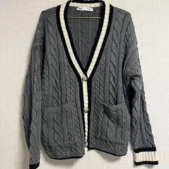 ZARA ケーブルニット カーディガン グレー