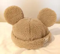 【美品】ディズニー　もこもこボア帽子　ベージュ