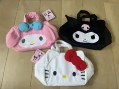 サンリオ【フェイスふわふわバッグ3種類セット】ハローキティ、マイメロ、クロミ