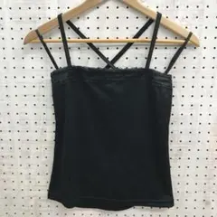 Y2K グランジコケット 小悪魔 古着 胸元レース クロスストラップキャミソール