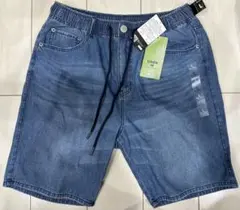 新品　 Lサイズ　デニムショートパンツ　吸水速乾　ブルー