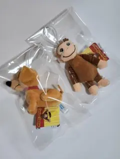 レア！おさるのジョージ ハンドリー マスコットぬいぐるみキーホルダー 2点セット