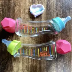 ドクターベッタ　哺乳瓶　ガラス製　160ml 2本セット　フタつき
